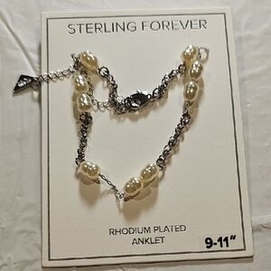 Pearl and Silver Anklet Size 9-11"